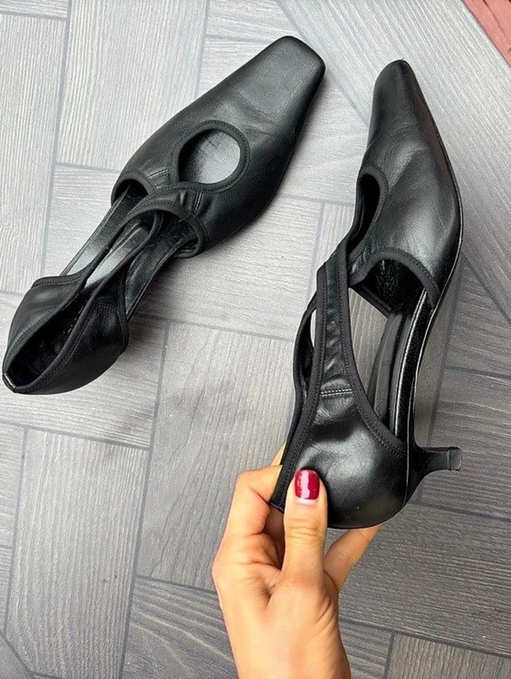 BY FAR Virgo Cutout Mules Black Heels